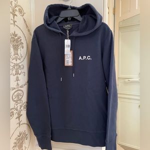 A.P.C. Organic Cotton Logo Print Hoodie Size S Unisex